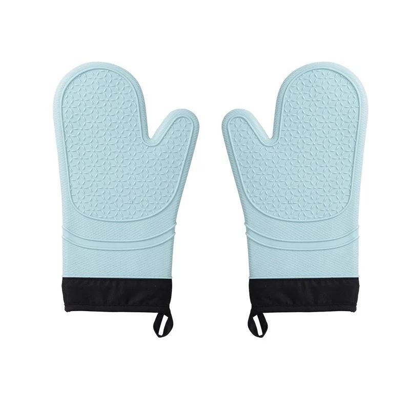 Silicone Gloves Thickened Cotton Heat Insulation Microwave Oven Oven Anti Scalding Household Gloves Baking Tools Two-side