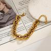 Yingtai 18k Gold Geometric Stainless Steel Bracelet - Fine Polished, Non-Fading, Titanium Steel Clasp Chain.
