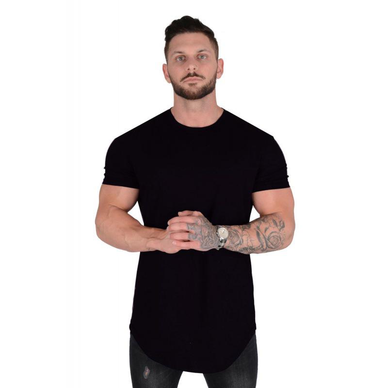 Herren Baumwolle Slim Fit Kurzarm Sport T-Shirt - Einfarbig, Ohne Logo Large schwarz
