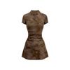 Chinese Vintage Button Dress Waist Women's Print Summer Temperament Slim-fit Cheongsam Dress