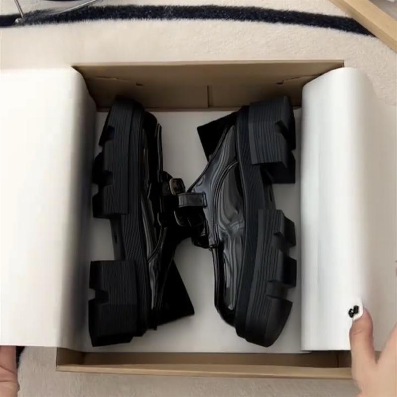 Muffin thick-soled Mary Jane single shoes women's spring and summer new retro heightening small leather shoes tide
