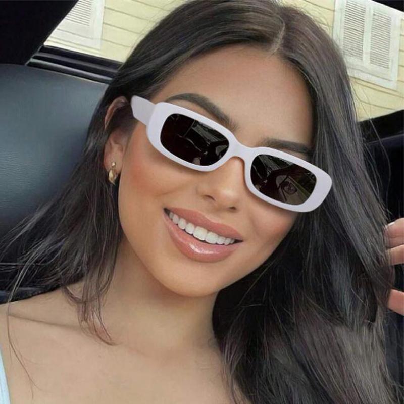 Elegant White Rectangle Sunglasses Fashion Popular Small Frame Sun Glasses Women Men Square Shades Summer Traveling Eyewear