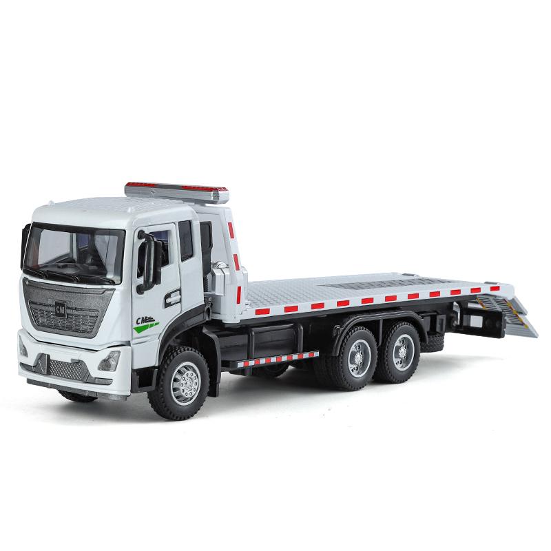 1/32 Trailer Tow Platform Truck Toy Car Model Diecast Vehicle Miniature Pull Back Sound & Light Educational Collection Gift Kid