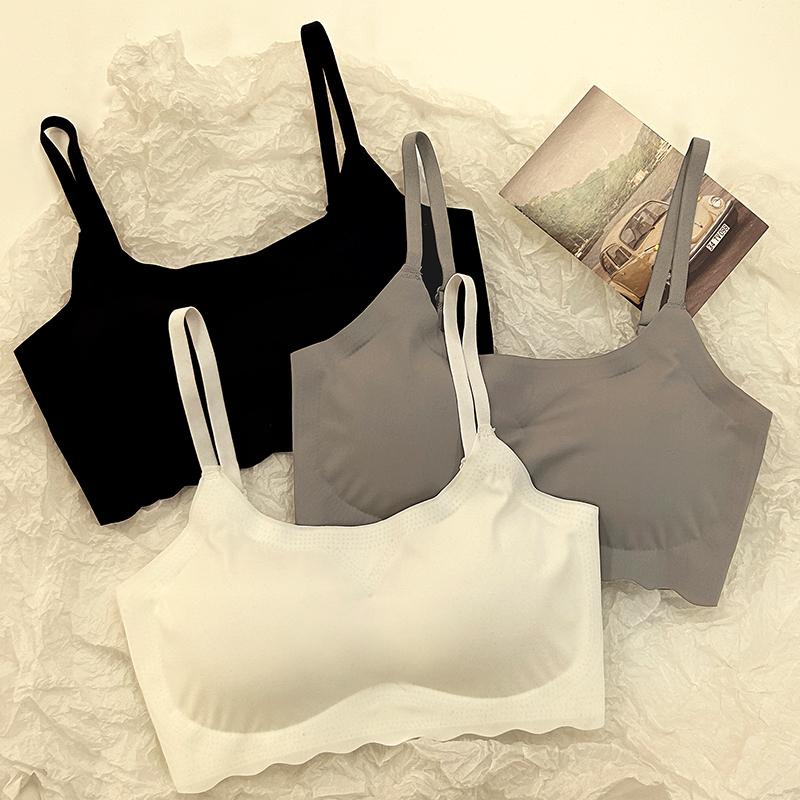 Ice Silk Bra Solid Color Women's Fashion Simple Skin Friendly Yoga Exercise Breathable Sleep Bra No Steel Rim Underwear