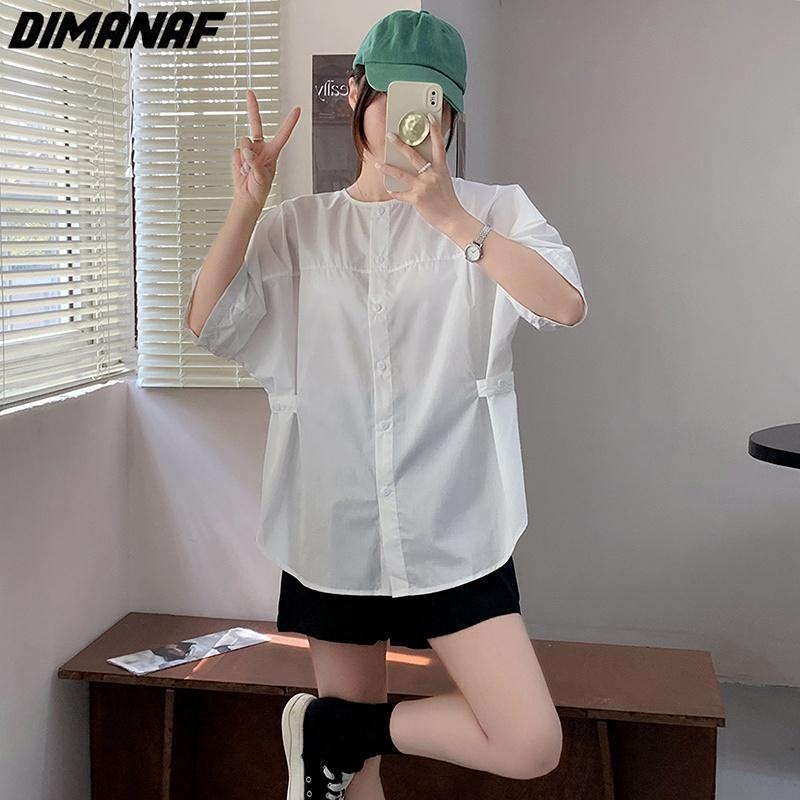 

DIMANAF 2023 Летняя женская блузка больших размеров размера «летучая мышь», однотонные футболки, топы с круглым вырезом, футболки, свободная повседневная одежда