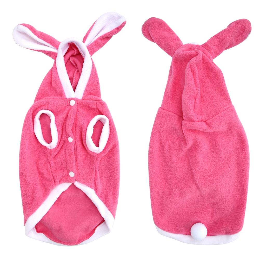 Warm Cute Rabbit Cloth Pet Winter Autumn Warm Hoodie Costumes Clothes for Dogs Cats(Pink M)