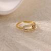 Gold Plated Stainless Steel Crystal Rings For Women Chain Geometry Zircon Finger Ring Jewelry Gift anillos mujer 2025 New Trendy