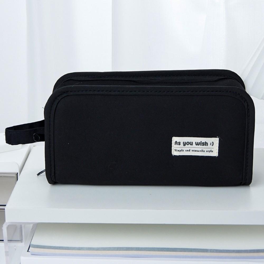 Multifunctional Solid Color Pencil Case Zipper Large Capacity Stationery Storage Bag Anime Goods Badge Pen Bag Organizer Student