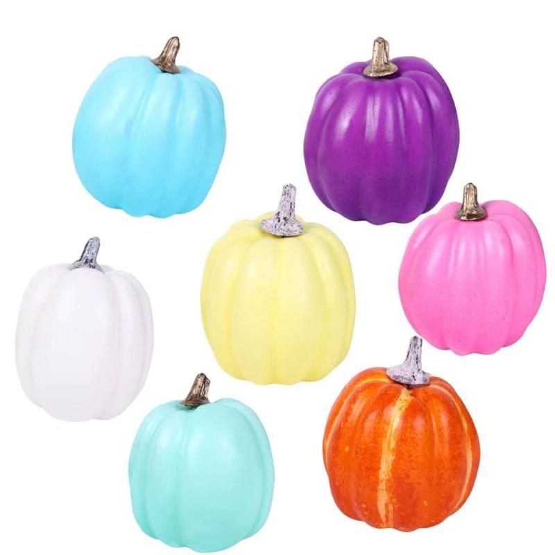 7pieces Halloween Artificial Pumpkin Thanksgiving Decorative Pumpkin Halloween Carnivals Foam Pumpkin Decors Kids Gift 1