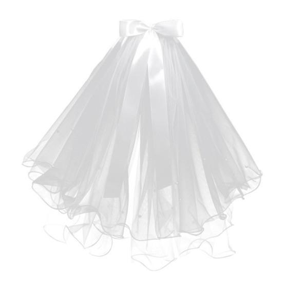 Bridal Headdress Imitation Pearls White Two Layers Ribbon Bow Fairy Style Headwear Colorful Glowing Veils Wedding Party Hair Accessories Photograph