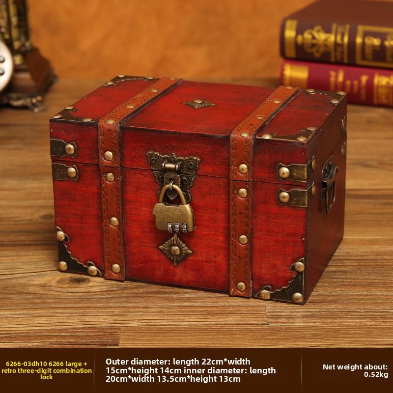 European Retro Wooden Lock Storage Box Home Storage Box Wooden Box Decorative Ornament Secret Room Escape Prop Box