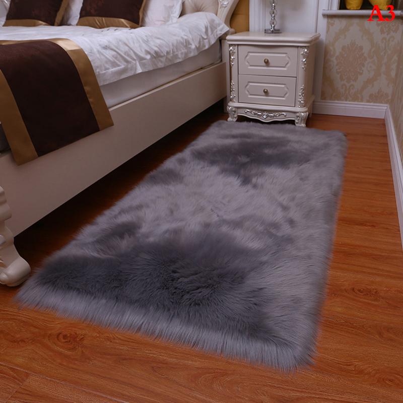 

Plush Soft Sheepskin Bedroom Carpet Imitation Wool Pad Long Hair Rug Sofa Cushion White Rugs Red Living Room Fur Carpet 25*36cm 25cmx36cm