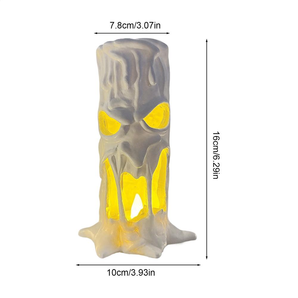 

Halloween Flameless Candles Spooky Human Face LED Flameless Candle Flickering Light Table Decor for Home Office Dorm Apartment