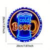 Neon Iron Wall Art Aluminum Sign Round Home Bar Decor Easy Installation