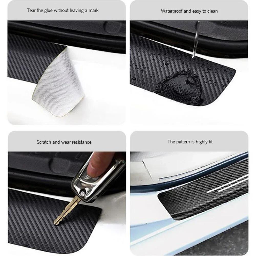 4pcs Car Threshold Strip Stickers Anti-Scratch Sticker Door Sill Car Accessories for Morris Garages MG ZS HS Logo Car Door Sill