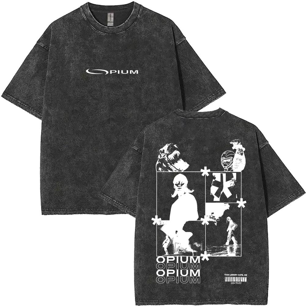 Retro Washed Playboi Carti I AM MUSIC Logo T Shirt Opium Ken Carson Narcissist Rap Tshirts Men Hip Hop Vintage Oversized Tshirt
