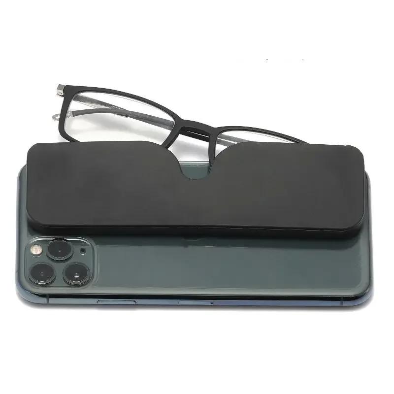 New Retro Square Paste Mobile Phone Portable Ultra Light Reading Glasses for Men and Women with Eyeglasses Case +1.0 To +4.0
