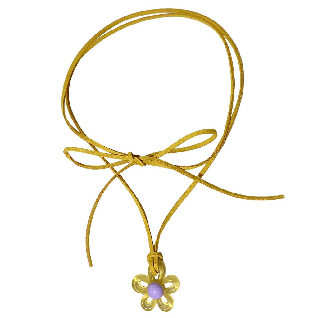 Unique Colorful Flower Clavicle Chain Elegant Floral Collar Necklace Tie Up Chain Acrylic Flower Choker Summer Beach
