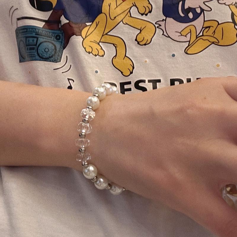 Geometric Style Handmade Pearl Bracelet With Colorful Crystals For Summer Gift Giving
