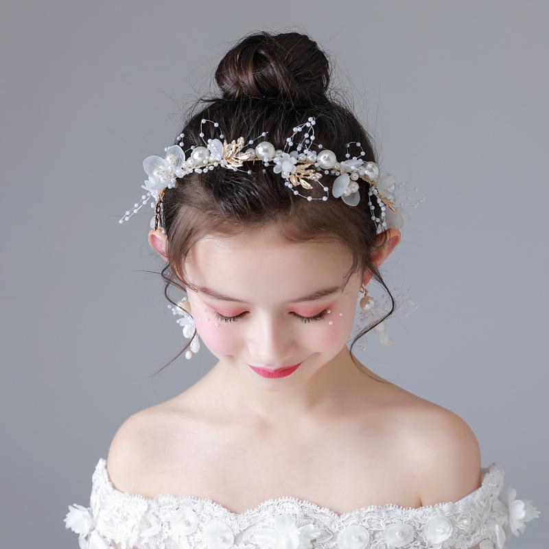 Girls' Fresh Floral Headband & Wrist Flower - Fairy Forest Style, Korean-Inspired Hair Accessories for Child's Performance or Vacation.