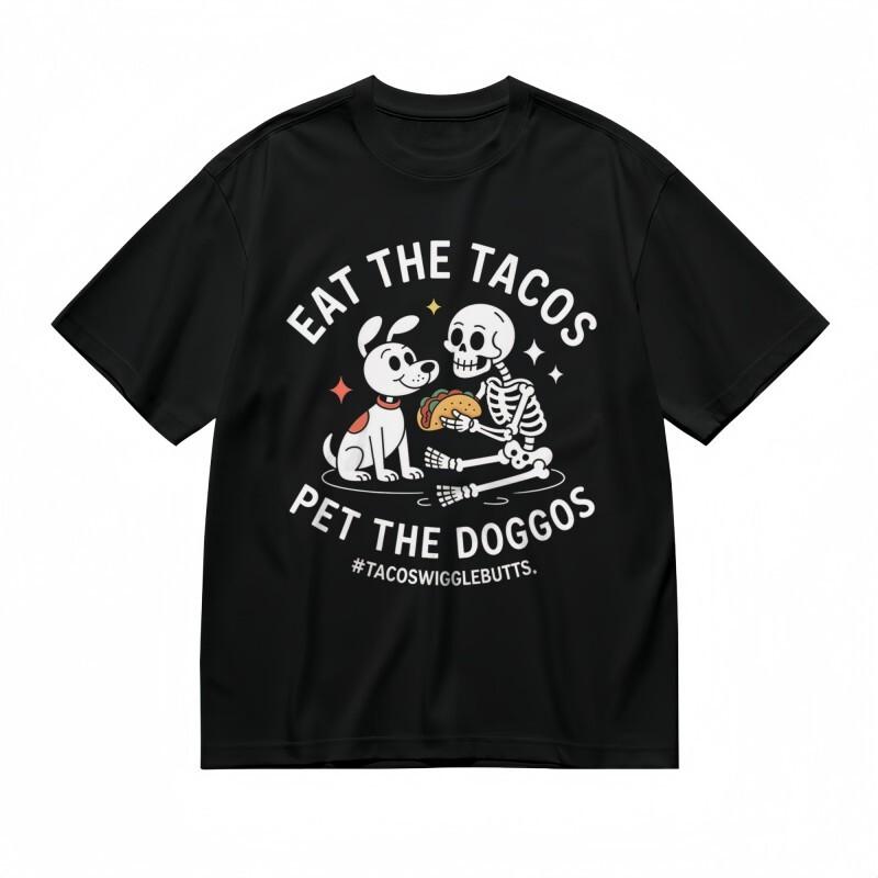 

Women s T-shirt With Skull and Doggo Comic Graphic Unisex Black 100% Cotton Tee M