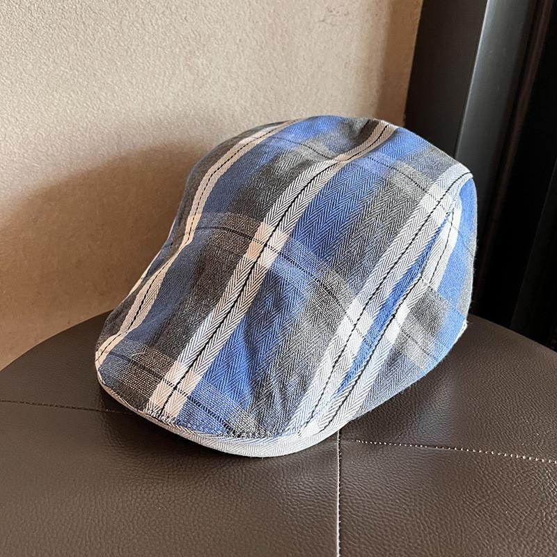 Vintage Plaid Beret Hat For Women With Breathable Cotton Blend Fabric For Art Lovers