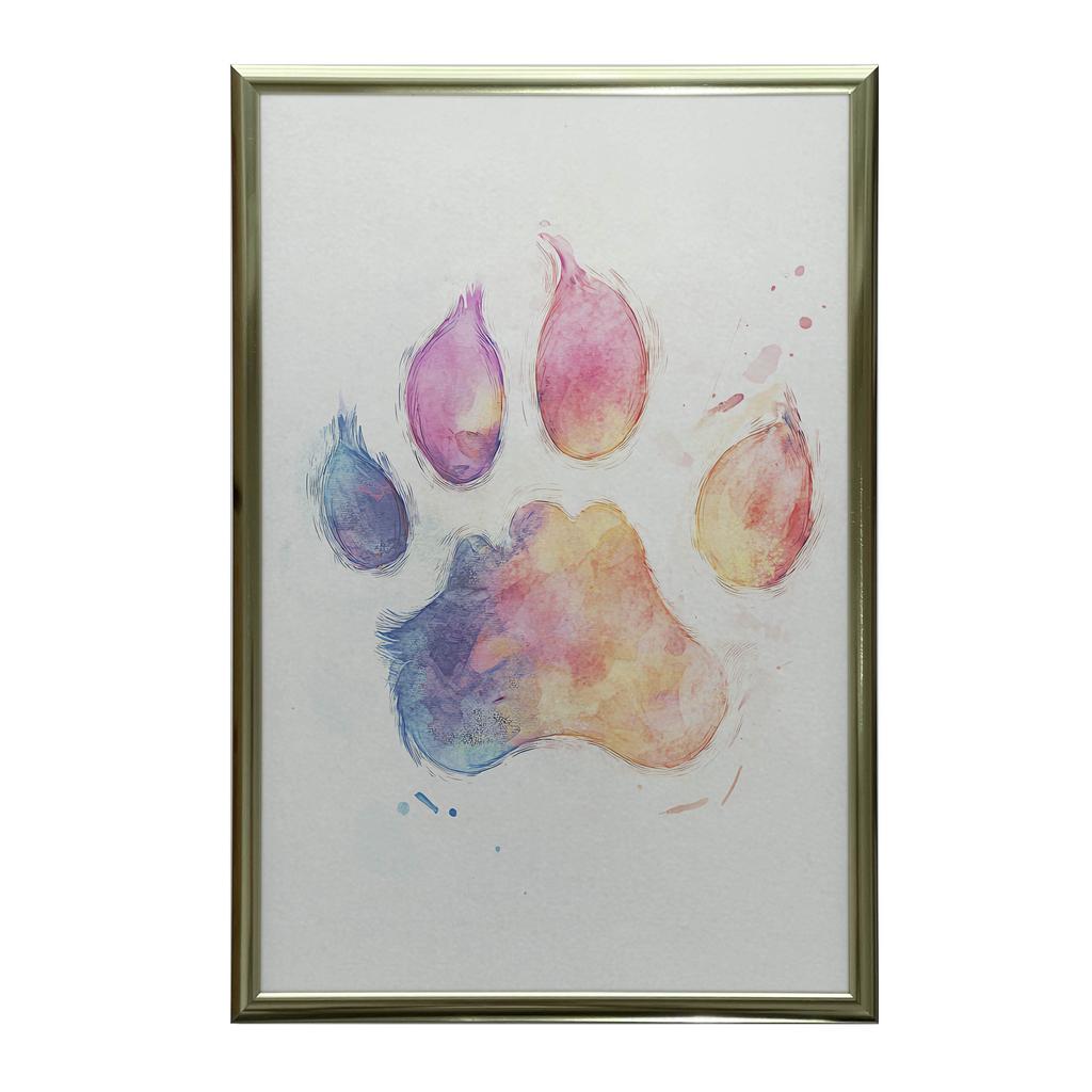 Poster Paw Print In Colors Poster Paw Print In Colors, 30X40 Cm, Unframed, Premium Canvas On Stretcher
