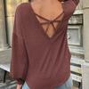 Autumn New Long Sleeve Solid Elegant Blouse Women Backless Hollow Pullover Shirts for Women Fashion Winter Loose Casual Blouses Tops 24583