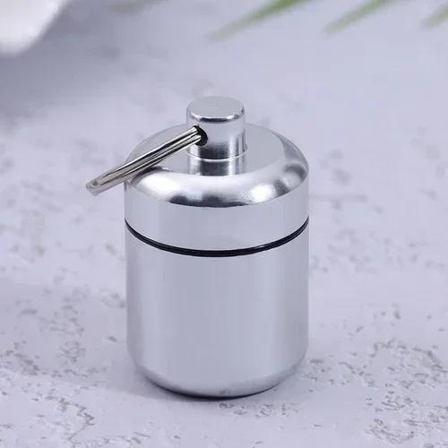 

1 шт. металлическая мини-водонепроницаемая дорожная таблетница из сплава, герметичные контейнеры, тайник, держатель для лекарств, контейнер для ключей, аптечка, здравоохранение серебряный