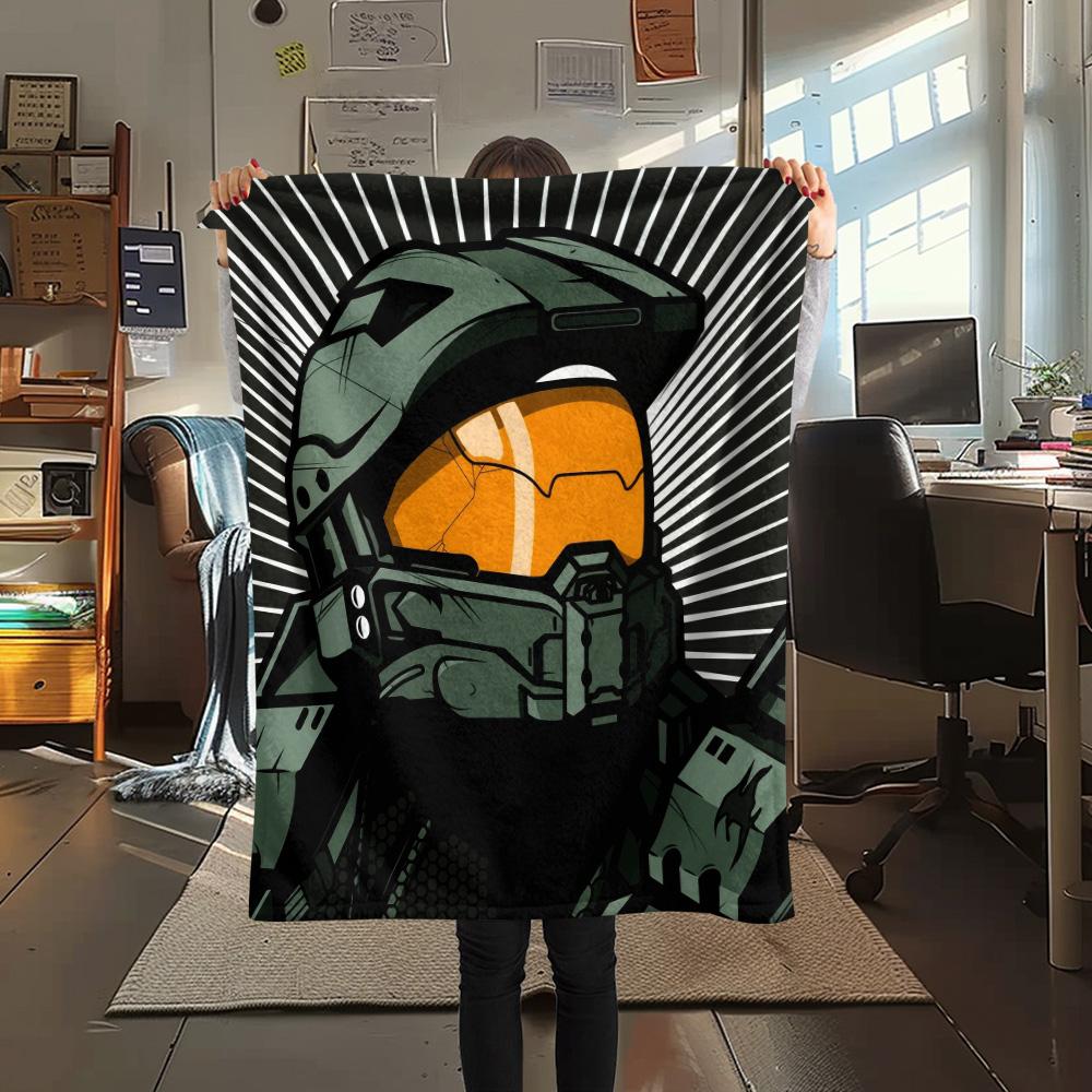 Master Chief  Print Flannel Blanket, High Quality Comfortable for All Seasons, Home Decor, Warmth and Comfort