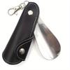 Metal Shoe Horn Mini Shoe Horns Shoe Lifter Portable Travel ShoeHorn with Leather Handle Deduction Shoehorn for Keychain