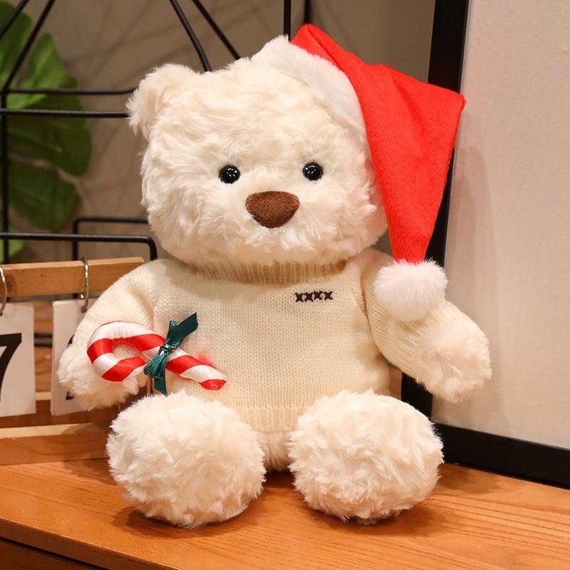 Christmas Teddy Bear Plush Toy With Dress For Holiday Decor Gift For Kids And Adults