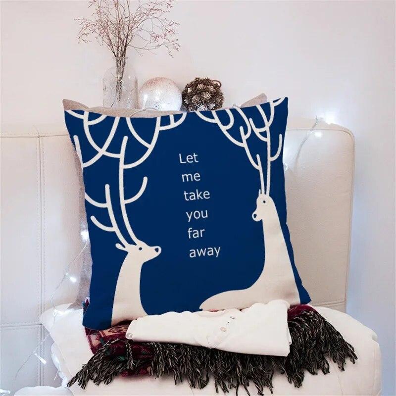 45x45cm Creative Geometric Elk Pillowcase Living Room Sofa Office Seat Car Cushion Cover  Ornament Home Decoration