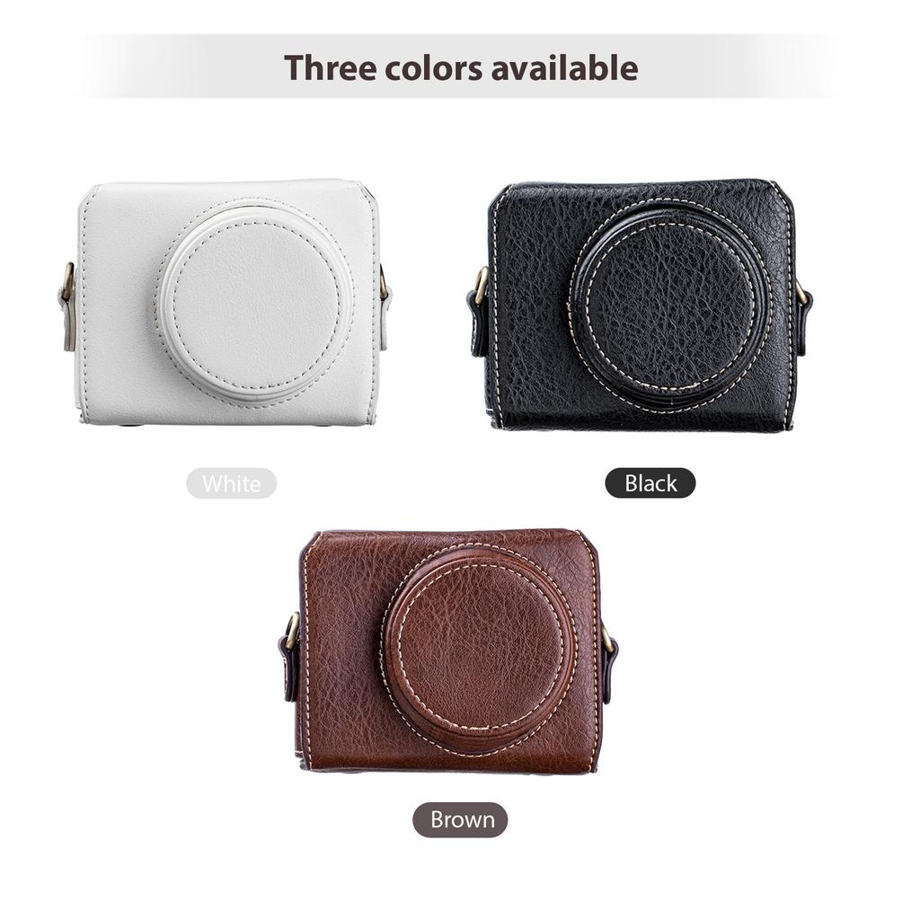 Digital Camera Protective Case PU Leather Camera Storage Bag with Removable Shoulder Strap