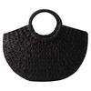 Beach Woven Rattan Bag Retro Straw Woven Bag Women Leisure Wicker Handbag Semi-circular Straw Woven Bag