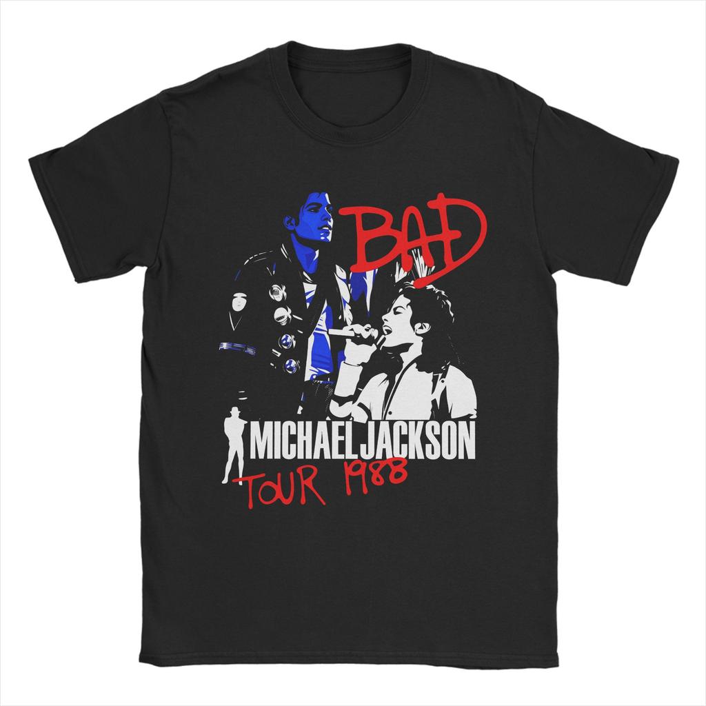 The King of Pop Michael Jackson Men T Shirts  Funny Tees Short Sleeve Crewneck TShirts 100 Cotton Plus Size Tops