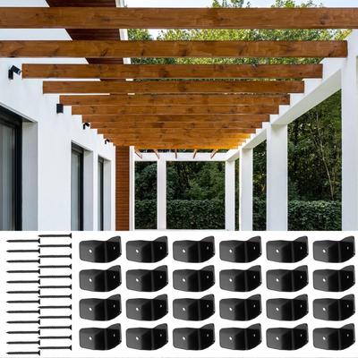 Black Rafter Brackets Galvanized Steel Roof Brackets 12 Pieces Wood Joist Hangers Black Roofing Connectors Hardware for Pergola