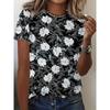 Women's Summer Casual Versatile Design 3D Printed Round Neck Short Sleeved T-shirt