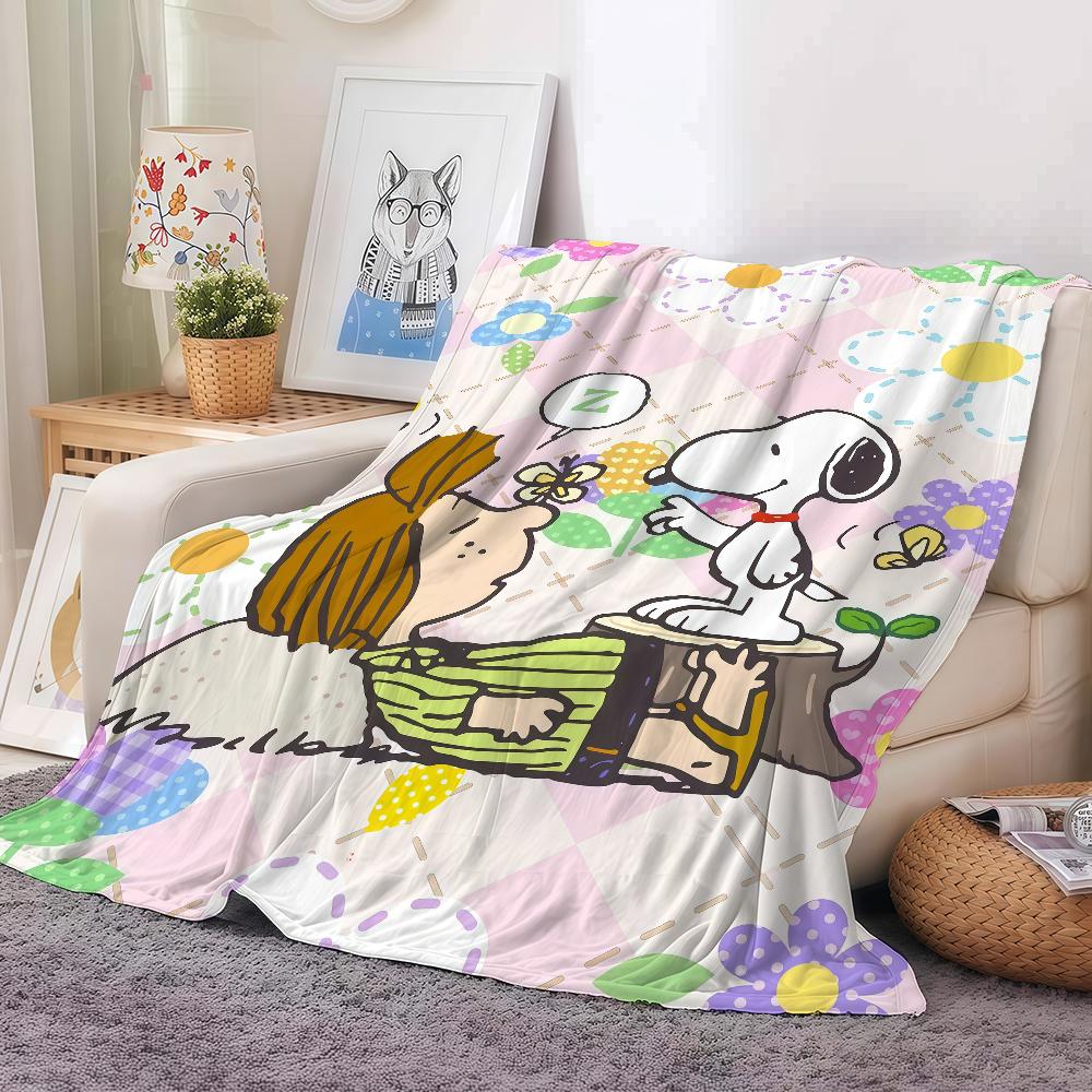 Cartoon Cute S-snoopy Blanket Warm And Soft Suitable For Bedroom Living Room Sofa Bed Office Travel Camping