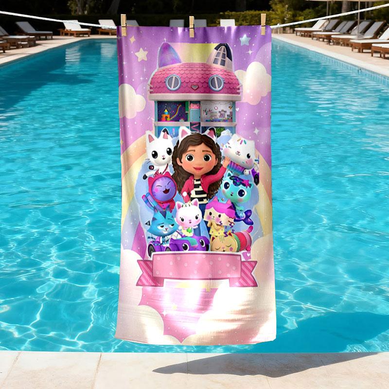 Gabby's Dollhouse Print Beach Towel Design, Soft, Lightweight. for Home Bathroom, Spa, Pool, Yoga, Surfing, Camping, Gift for Family, Friend