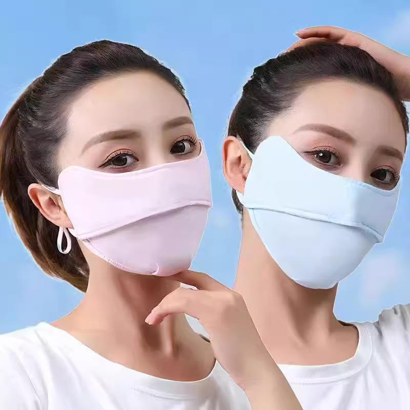 Women's Anti-UV Ice Silk 3D Face Slimming Sunscreen Mask with Eye Corner Protection