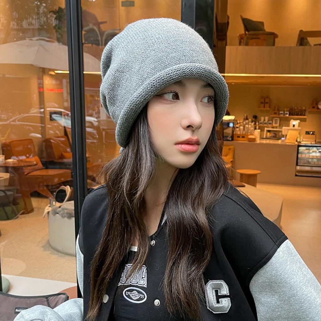 Big Head Circumference, Ear Protection, Drawstring, Knitted Hat, Woolen Hat, Couple's Head Cap, Warm Hat, Rolled Edge Hat