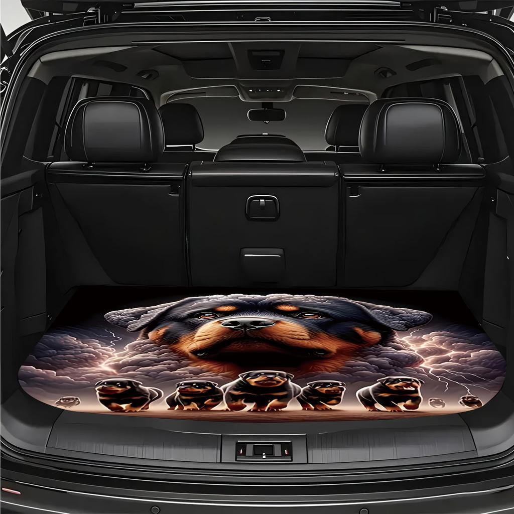 1Pcs Rottweiler Cloud Car Trunk Mat with Anti Slip Cargo Liner Waterproof Rear Storage Protector Floor Mat for SUV Sedan Vehicle