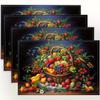 A set of 4 creative fruit element printed placemats that make your dining kitchen more beautiful, perfect for coffee tables, dining tables, and home