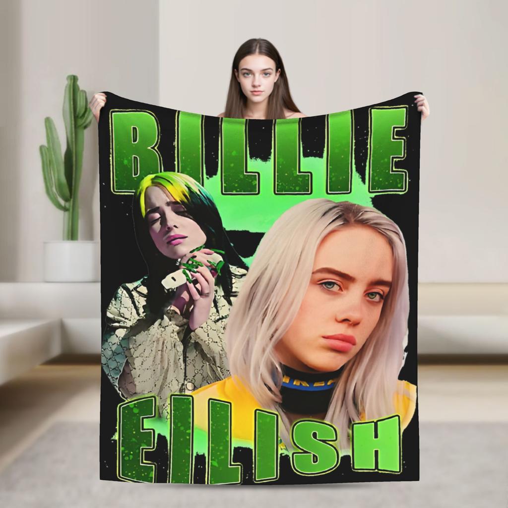 Aesthetic Bootleg B-Billies Eilish Hip Hop Blanket Fleece Decoration   Super Warm Throw Blankets for Sofa Office Bedspread