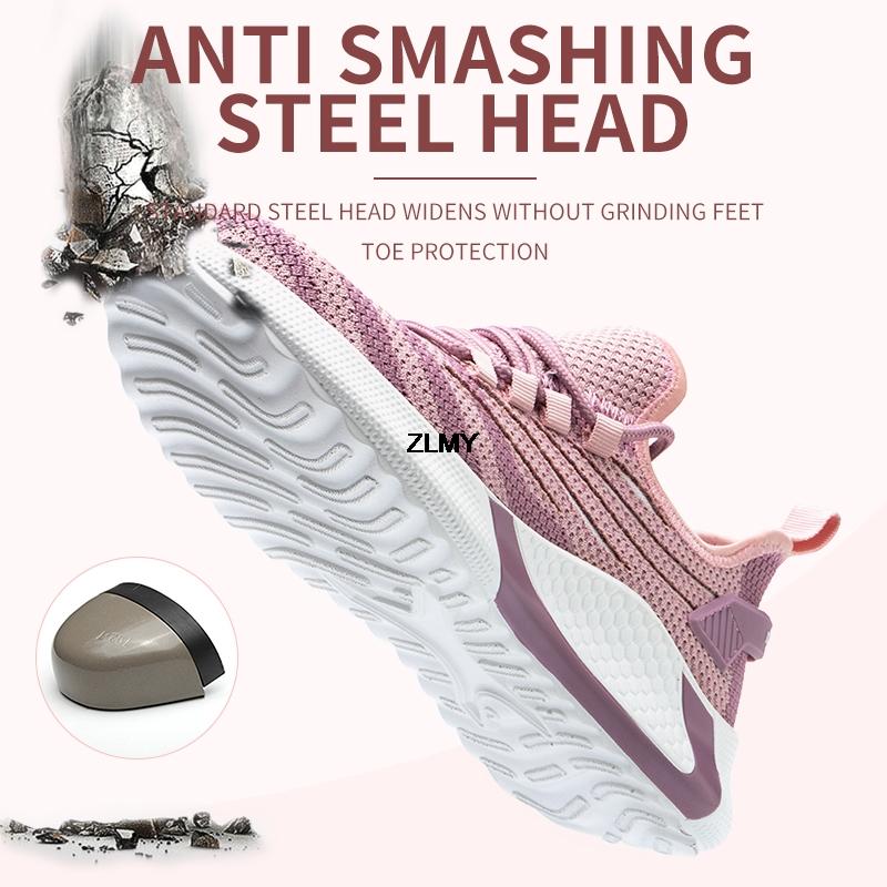 Scarpe da lavoro di sicurezza da donna leggere Scarpe da ginnastica con puntale in acciaio Antisfondamento Antipuntura Stivali da lavoro Rete Traspiranti Stivali di sicurezza Femminili