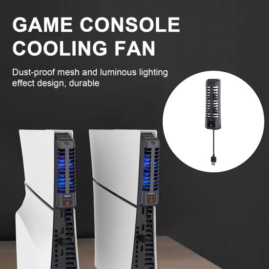 

Cooling Fan with 3-Speed Quiet Game Console Cooler System Luminous Plug And Play Heat Dissipation Fan for PS5 Slim чорний