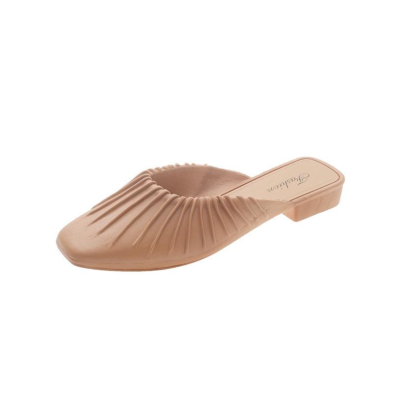 Baotou half slippers female Kuaishou summer lazy one pedal flat-bottomed non-slip female slippers