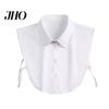 Layering Collar Women Fake Lapel Side Strap Single Breasted Solid Color Detachable Casual Style False Accessory
