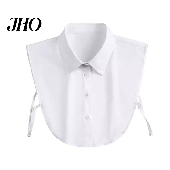 Layering Collar Women Fake Lapel Side Strap Single Breasted Solid Color Detachable Casual Style False Accessory